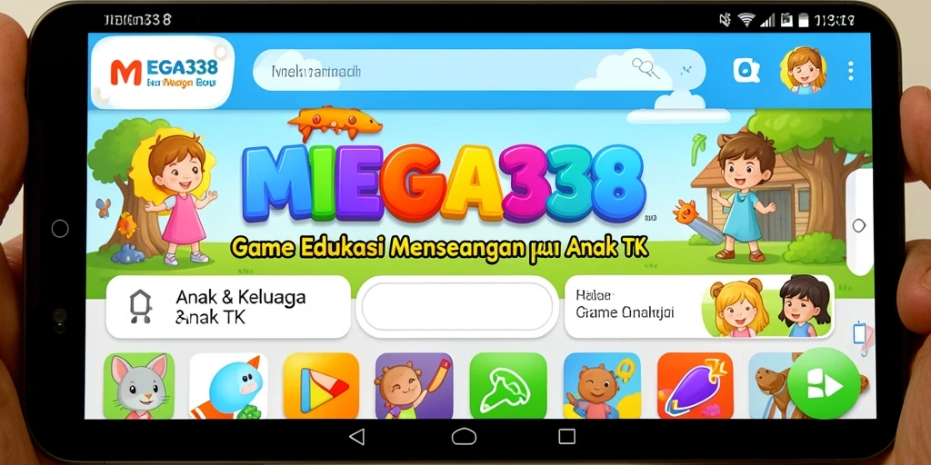 Tampilan menarik dari aplikasi MEGA338 untuk anak-anak.