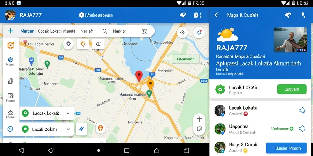 Antarmuka aplikasi RAJA777 dengan fitur lacak lokasi yang intuitif.