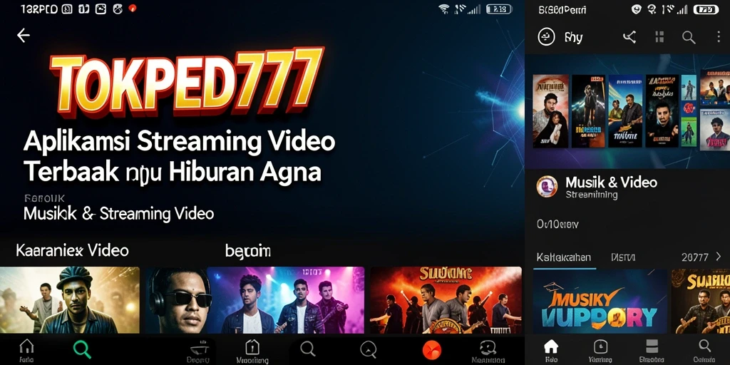 Tampilan antarmuka aplikasi TOKPED777 menunjukkan fitur Streaming Video yang menarik.